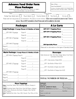 Advance Food Order Form Pizza Packages Packages A La Carte