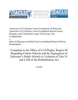 Complaint to the Office of Civil Rights, Region III Regarding
