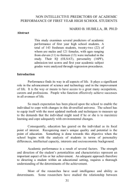 31 non intellective predictors of academic performance of first year