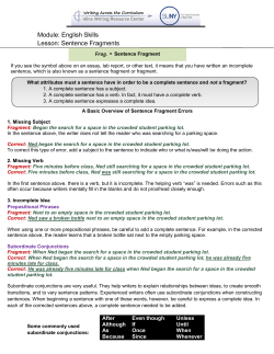 Module: English Skills Lesson: Sentence Fragments