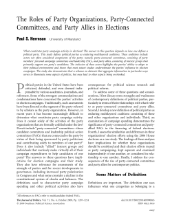 The Roles of Party Organizations, Party