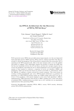 An FPGA Architecture for the Recovery of WPA/WPA2 Keys