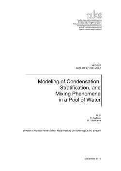 NKS-225, Modeling of Condensation, Stratification, and Mixing