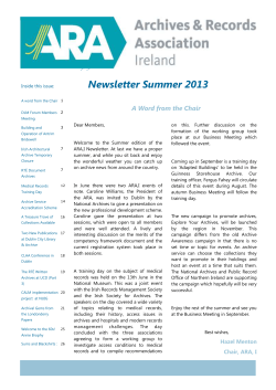 ARA Ireland Summer 2013 Newsletter