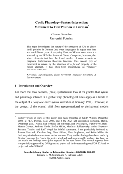 Cyclic Phonology–Syntax-Interaction: Movement to First Position in