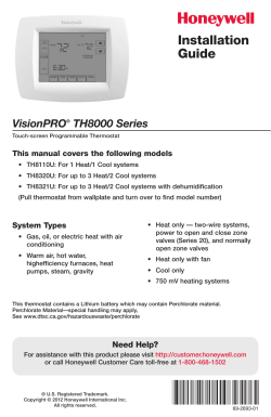 69-2693-01 - VisionPRO&reg; TH8000 Series