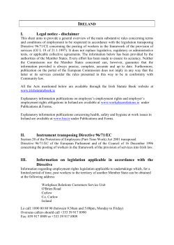 I. Legal notice - disclaimer II. Instrument transposing Directive 96/71