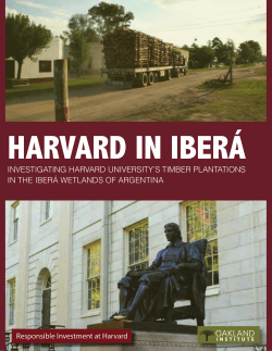 HARVARD IN IBER&Aacute; - The Oakland Institute