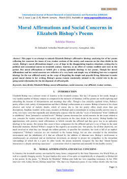 Moral Affirmations and Social Concerns in Elizabeth Bishop`s Poems
