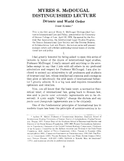 First Annual Myres S McDougal Distinguished Lecture in