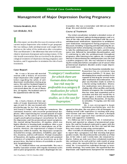 Management of Major Depression During Pregnancy