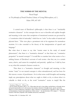 THE NORMS OF THE MENTAL Pascal Engel in The philosophy of
