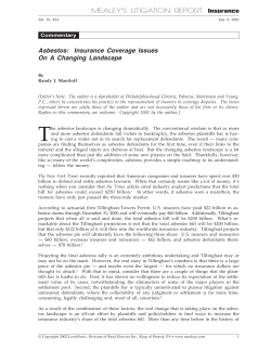 MEALEY`S LITIGATION REPORT: Insurance Asbestos