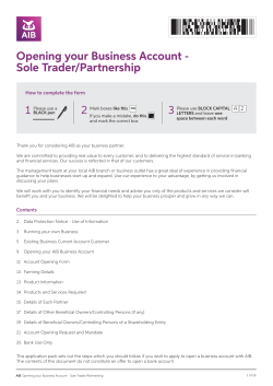 Opening your Business Account - Sole Trader/Partnership