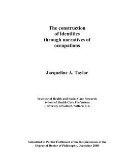 The construction of identities through narratives of occupations