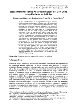 Biogas from Mesophilic Anaerobic Digestion of Cow Dung Using