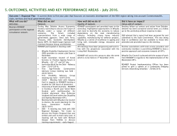 Outcomes, Activities and Key Performance Report, July 2016