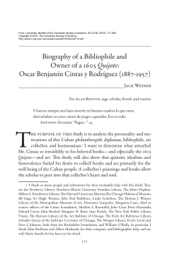 Biography of a Bibliophile and Owner of a 1605 Quijote: Oscar