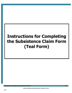 Instructions for Completing the Subsistence Claim Form (Teal Form)