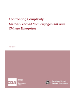 Lessons Learned from Engagement with Chinese Enterprises