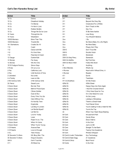 Cat`s Den Karaoke Song List By Artist