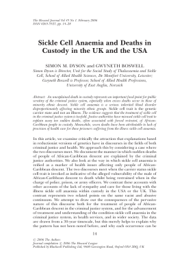 Sickle Cell Anaemia and Deaths in Custody in the