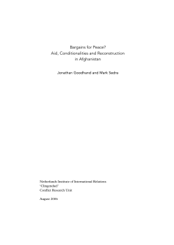 Bargains for Peace? Aid, Conditionalities and Reconstruction in