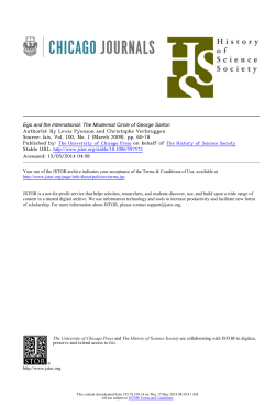 Ego and the International: The Modernist Circle of George Sarton