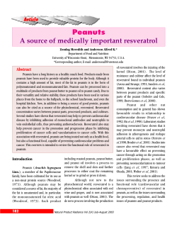 Peanuts A source of medically important resveratrol