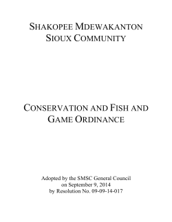 Game and Fish Ordinance - Shakopee Mdewakanton Sioux