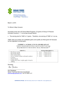 March 4, 2015 To Whom It May Concern: According to the new US