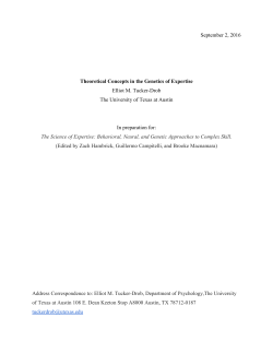 September 2, 2016 Theoretical Concepts in the Genetics of