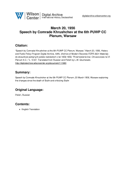 Speech by Comrade Khrushchev at the 6th PUWP CC