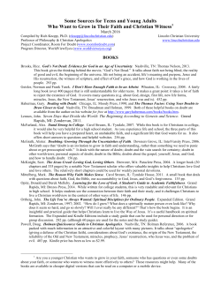 Some Sources for Teens and Young Adults Who Want to Grow in