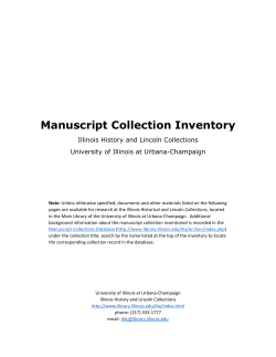 Manuscript Collection Inventory - University of Illinois Library