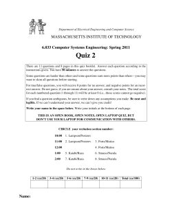 Quiz 2 - Massachusetts Institute of Technology