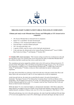 MIRANDA HART NAMED NATION`S IDEAL PUB LOCK