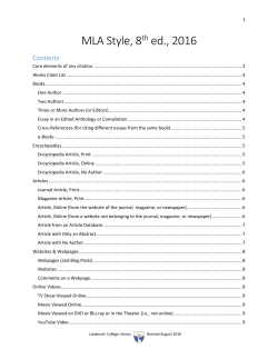MLA Citation Style Guide, 8th
