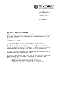 Use of PDFs - guidelines for authors PDF s of your