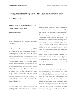 Looking Back at the Occupation -- The US and Japan