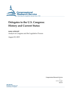 Delegates to the U.S. Congress: History and Current Status