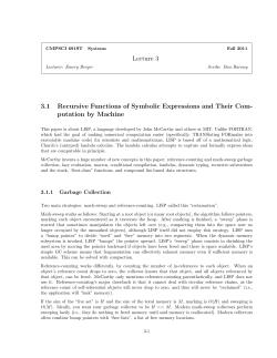 Lecture 3 3.1 Recursive Functions of Symbolic Expressions and