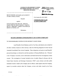 1 Second Amended Consolidated Class Action Complaint 09/30/2004