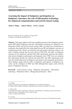 Assessing the impact of budgetary participation on budgetary