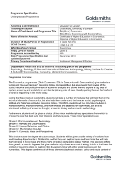 Programme Specification - Goldsmiths, University of London
