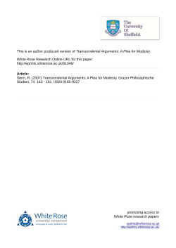 Transcendental Arguments: A Plea for Modesty