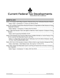 1 AUGUST 22, 2016 Section: 162 Taxpayer Had Not Begun