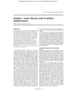 Equity - some theory and its policy implications