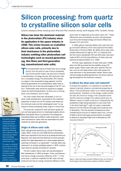 Silicon processing: from quartz to crystalline silicon solar cells