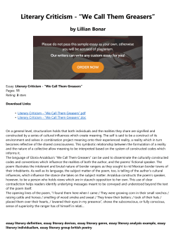 Literary Criticism - ˝We Call Them Greasers